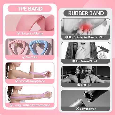 Figure 8 Resistance Bands Set : for Arms, 3 Pack | Non-Slip Handles, For Women, Back & Shoulder, Portable Home Gym Equipment, For Yoga, Pilates & Physical Therapy in Kuwait