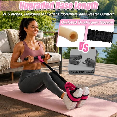 Upgraded Pedal Resistance Band with Handles, 55LBS Multifunctional Soft Foot Pedal Exercise Bands with Handles for Core, Abs, Legs, Waist, Arms. Sit Up Workout Bands for Women Home Gym. in Kuwait