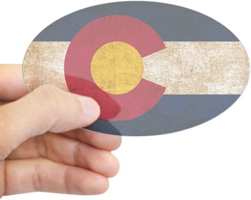 ملصق CafePress Vintage Flag of Colorado ملصق بيضاوي ممتص للصدمات ملصق سيارة in Kuwait