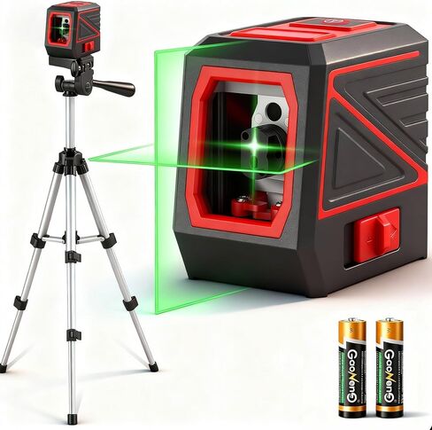 Laser Level, 100 feet 360 Self Leveling Green Cross Line lazer leveler tool with Tripod & Battery - for Picture Hanging, Construction, and DIY Home Improvement - IP54 Waterproof for Laser Measuring in Kuwait
