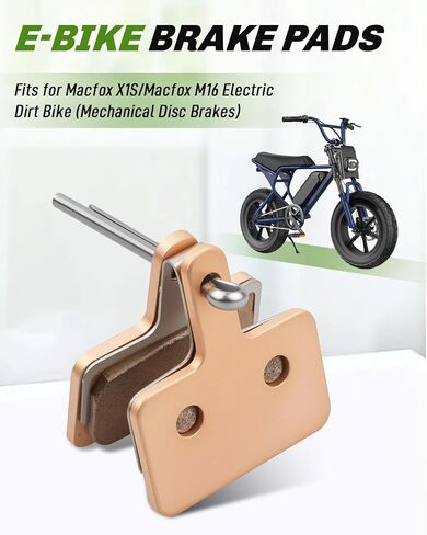 Sintered E-Bike Brake Pads Fit for Macfox X1S/Macfox M16 Electric Dirt Bike, Fit for Fat Tire E-Bike Accessories, Rear Front Disc Brake Pad with Spring Clip Pin, Copper, 2PCS in Kuwait