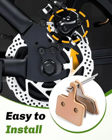 Sintered E-Bike Brake Pads Fit for Macfox X1S/Macfox M16 Electric Dirt Bike, Fit for Fat Tire E-Bike Accessories, Rear Front Disc Brake Pad with Spring Clip Pin, Copper, 2PCS in Kuwait