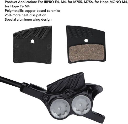 Bike Disc Brake Pads with Cooling Fins – High-Performance Replacement for III PRO E4/M4/M755/M756 & Hope M4/Te M4 Systems, Strong Locking Power in Kuwait