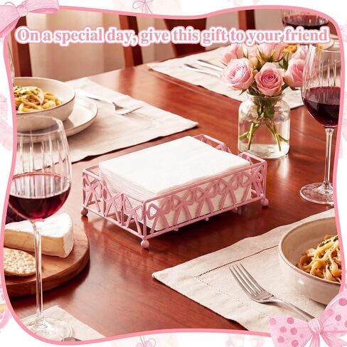 صينية رف مناشف الضيوف من Hushee Pink Bow، مناسبة للحمام - رف تخزين المناشف للاستعمال مرة واحدة، ملحقات الحمام للديكور الحديث، للضيوف لاستخدامها وتزيينها in Kuwait