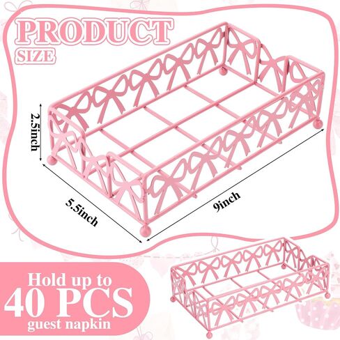 صينية رف مناشف الضيوف من Hushee Pink Bow، مناسبة للحمام - رف تخزين المناشف للاستعمال مرة واحدة، ملحقات الحمام للديكور الحديث، للضيوف لاستخدامها وتزيينها in Kuwait