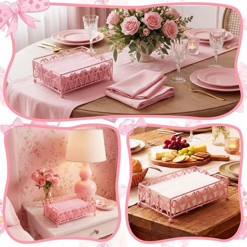 صينية رف مناشف الضيوف من Hushee Pink Bow، مناسبة للحمام - رف تخزين المناشف للاستعمال مرة واحدة، ملحقات الحمام للديكور الحديث، للضيوف لاستخدامها وتزيينها in Kuwait