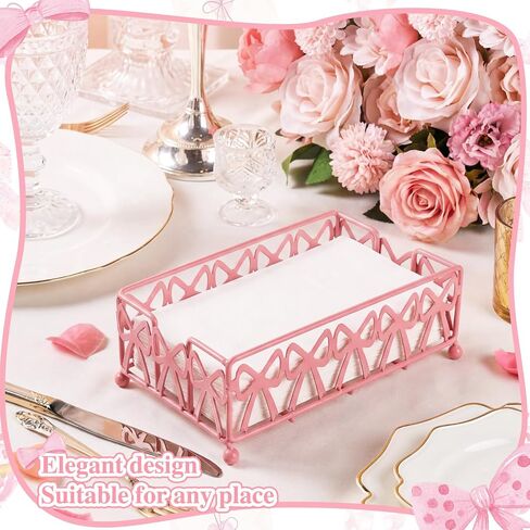 صينية رف مناشف الضيوف من Hushee Pink Bow، مناسبة للحمام - رف تخزين المناشف للاستعمال مرة واحدة، ملحقات الحمام للديكور الحديث، للضيوف لاستخدامها وتزيينها in Kuwait