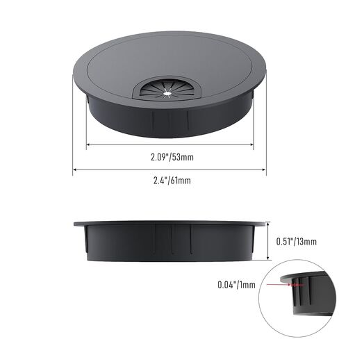 4 Pack Desk Grommet 2-1/8 Inch 53mm, Zinc Alloy Computer Desk Wire Hole Cover, Office Desktop Cord Cable Hole Metal Ring, Black in Kuwait