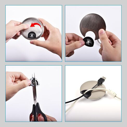 4 Pack Desk Grommet 2-1/8 Inch 53mm, Zinc Alloy Computer Desk Wire Hole Cover, Office Desktop Cord Cable Hole Metal Ring, Black in Kuwait