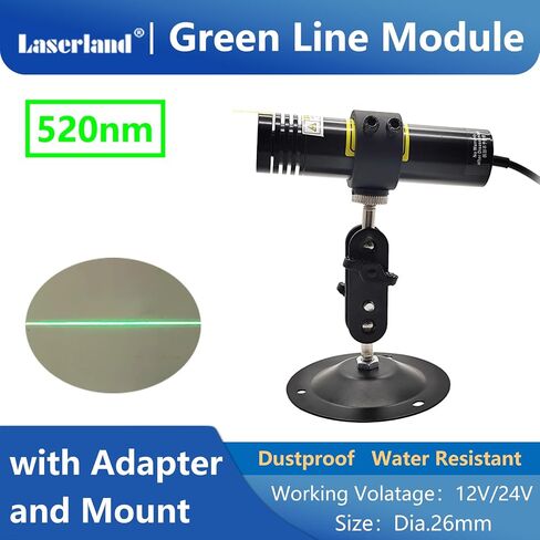 Long Range Water Resistant Outdoor Visible Green Line Light Generator for Halloween Laser Swamp Haunted House Long Distance Stone Wood Feather Alingment 12V/24V 26mm in Kuwait