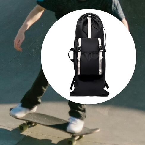 harayaa Skateboard Backpack Large Capacity Longboard Bag Shoulder Bag Organizer Waterproof Oxford Cloth Reflective Straps Suitable for Travel Outdoor Commutin in Kuwait