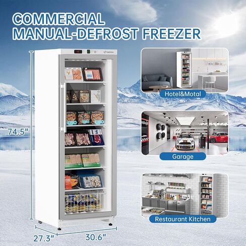 Beyou التجاري الثلاجة في وضع مستقيم ، 10.7 Cu. Ft.Reach-in Freezer باللون الأبيض باب واحد in Kuwait