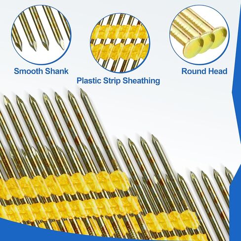 1,000 Count Framing Nails - 3" x 0.120 for Metabo Framing Nail Gun | 21 Degree High-Strength Painted Nails, Smooth Shank, Full Round Head in Kuwait