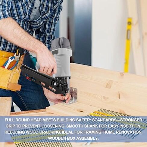 1,000 Count Framing Nails - 3" x 0.120 for Metabo Framing Nail Gun | 21 Degree High-Strength Painted Nails, Smooth Shank, Full Round Head in Kuwait