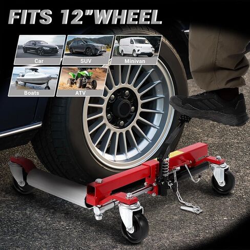 Car Wheel Dolly Jack Set, 1500LBS Capacity Wheel Dolly with Hydraulic Tire Jack & Aluminium Twin Rollers, Heavy Duty Rollers with Foot Pedal for Tire Auto Repair Moving - Set of 2 in Kuwait
