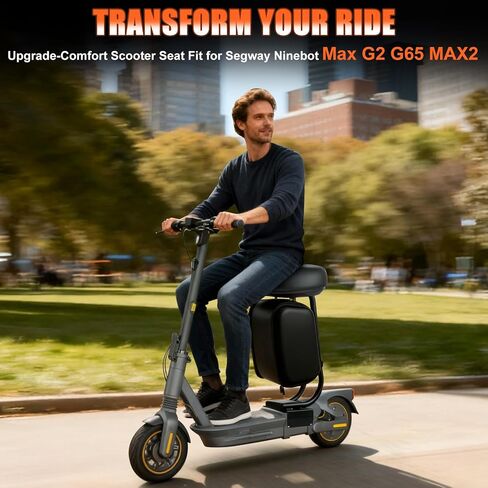 مقعد سكوتر كهربائي متوافق مع ملحق مقعد Segway Ninebot MAX G2 G65 MAX2 للبالغين مع حقيبة تخزين كبيرة سعة 10 لتر، وحامل أكواب، ووسادة من البولي يوريثان in Kuwait