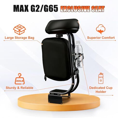 مقعد سكوتر كهربائي متوافق مع ملحق مقعد Segway Ninebot MAX G2 G65 MAX2 للبالغين مع حقيبة تخزين كبيرة سعة 10 لتر، وحامل أكواب، ووسادة من البولي يوريثان in Kuwait