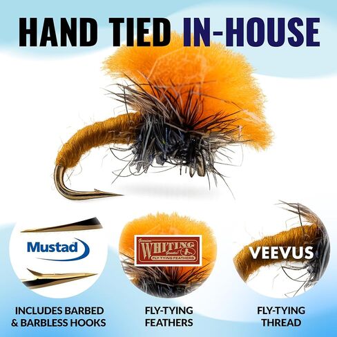 RoxStar Fly Shop Emerger Hatch Pack | 14 ذبابة Emerger Fly المميزة + عضوية لمدة عام في Trout Unlimited وRoxStar Club | ثبت ذبابة صيد الذباب! | مقيد في المنزل - لا يتم الاستعانة بمصادر خارجية أبدًا in Kuwait