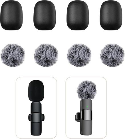 8-Piece Lavalier Microphone Windscreen Set - Plush windscreen and Sponge Cover for mini Microphones to Reduce Noise During podcasts, interviews, Live Streams, and More. (for 8mm Microphones) in Saudi Arabia