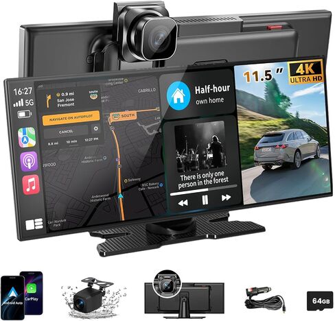 Leadtree 9 inch Portable Wireless carplay Screen for car & Android Auto HD Touchscreen With1080P Backup Camera/Mirror Link/Navigation/Voice Control/Car Stereo/Bluetooth in Saudi Arabia
