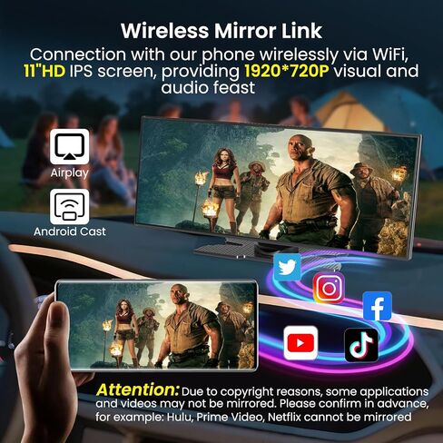 Leadtree 9 inch Portable Wireless carplay Screen for car & Android Auto HD Touchscreen With1080P Backup Camera/Mirror Link/Navigation/Voice Control/Car Stereo/Bluetooth in Saudi Arabia