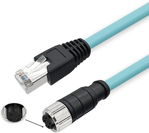 M12 4 Pin D Code أنثى إلى RJ45 Plug High Flex Cat7 كابل إيثرنت PVC الصناعي 1M in Kuwait