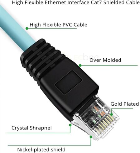 M12 4 Pin D Code أنثى إلى RJ45 Plug High Flex Cat7 كابل إيثرنت PVC الصناعي 1M in Kuwait