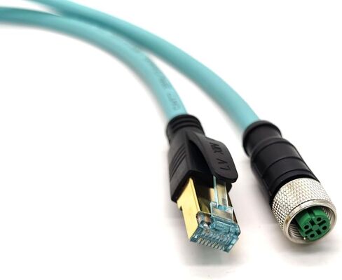 M12 4 Pin D Code أنثى إلى RJ45 Plug High Flex Cat7 كابل إيثرنت PVC الصناعي 1M in Kuwait
