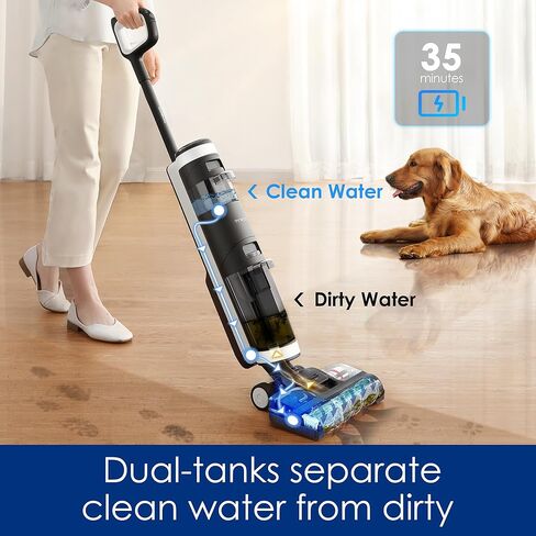 منظف ​​الأرضيات الصلبة اللاسلكي Tineco Floor ONE S3، مكنسة كهربائية جافة ورطبة خفيفة الوزن لتنظيف الأسطح المتعددة مع نظام التحكم الذكي (متجدد) in Kuwait
