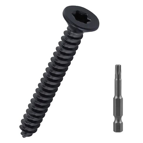 50 قطعة #10 × 1-3/4 بوصة سوداء 304 SS Torx براغي معدنية ذات رأس مسطح مع لقمة | تتضمن 50 مم S2 بت، 18-8 من الفولاذ المقاوم للصدأ، مطلي باللون الأسود، براغي ذات رأس غاطس ذات 6 شحمة in Kuwait