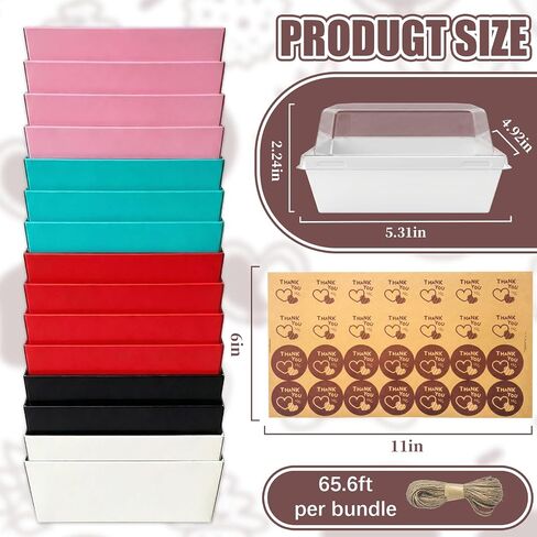 150 Pack Charcuterie Boxes with Clear Lids, 5 Inches Square to Go Paper Disposable Food Containers Dessert Boxes - Sandwich, Cookie, Sushi, Cake Slice, Strawberries 5 Colors in Saudi Arabia