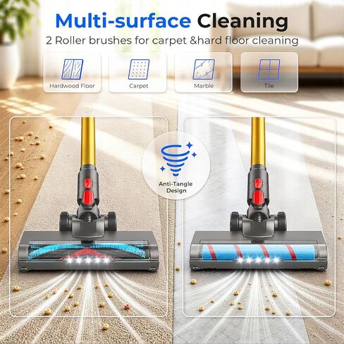 Cordless Vacuum Cleaner, 650W 60KPa Stick Vacuum with Smart Touch Display, Up to 75 Mins Runtime, 2.5H Fast Charge, Anti-Tangle V Brush, Portable Vacuum Cleaner for Home, Pet Hair, Hardwood and Carpet in Kuwait