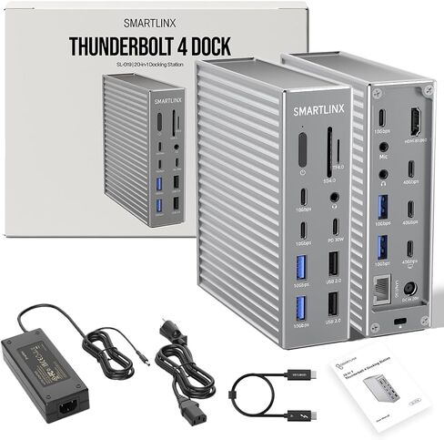 Thunderbolt 4 Dock - 21 منفذًا ، شاشة مزدوجة 4K أو 8K واحدة ، 40 جيجابت في الثانية ، شحن 90W ، محطة إرساء USB -C/A ، متوافقة مع Windows/Mac/Chrom in Kuwait