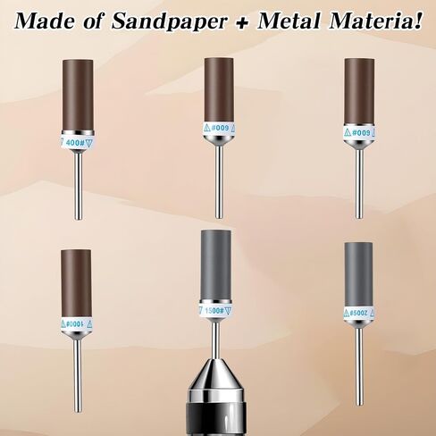 Nogeqi 6 Pcs 400-2000 Grit Sanding Bits for Rotary Tools, Sanding Drums for Rotary Tool with 1/8"(3mm) Shank, Sandpaper Sticks Set for Plastic Wood Metal Grinding Polishing in Kuwait