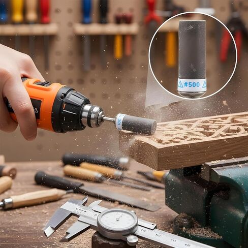 Nogeqi 6 Pcs 400-2000 Grit Sanding Bits for Rotary Tools, Sanding Drums for Rotary Tool with 1/8"(3mm) Shank, Sandpaper Sticks Set for Plastic Wood Metal Grinding Polishing in Kuwait