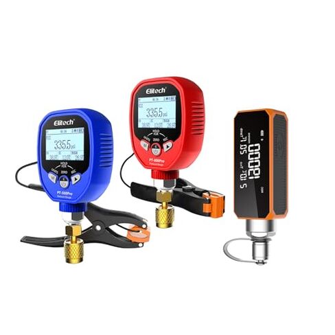مجموعة أدوات التشخيص والإخلاء الذكية من Elitech - PT-500PRO+ أجهزة قياس الضغط العالي المنخفضة وPT-800PRO+ مع مقياس فراغ VGW-Mini - تسخين تلقائي/تبريد فرعي، مجموعة متعددة للتحكم في التطبيق لإصلاح التيار المتردد in Kuwait