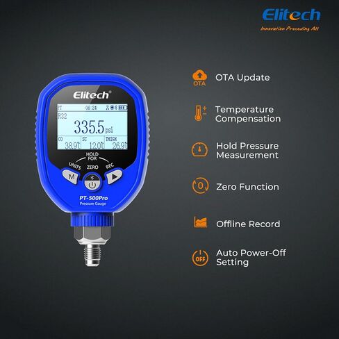 مجموعة أدوات التشخيص والإخلاء الذكية من Elitech - PT-500PRO+ أجهزة قياس الضغط العالي المنخفضة وPT-800PRO+ مع مقياس فراغ VGW-Mini - تسخين تلقائي/تبريد فرعي، مجموعة متعددة للتحكم في التطبيق لإصلاح التيار المتردد in Kuwait