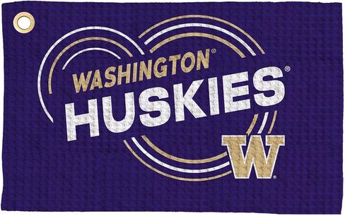 منشفة جولف Northwest NCAA Washington Huskies، نسيج وافل من الألياف الدقيقة مرخص رسميًا، ماص مقاس 16 × 25 بوصة، ملحق تنظيف النادي، تصميم قطرات in Kuwait