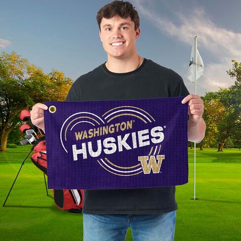 منشفة جولف Northwest NCAA Washington Huskies، نسيج وافل من الألياف الدقيقة مرخص رسميًا، ماص مقاس 16 × 25 بوصة، ملحق تنظيف النادي، تصميم قطرات in Kuwait