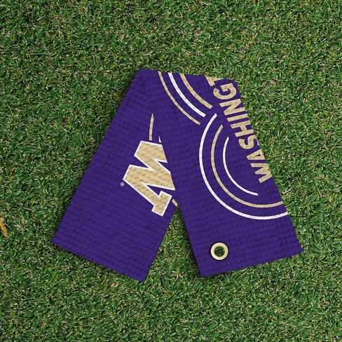منشفة جولف Northwest NCAA Washington Huskies، نسيج وافل من الألياف الدقيقة مرخص رسميًا، ماص مقاس 16 × 25 بوصة، ملحق تنظيف النادي، تصميم قطرات in Kuwait