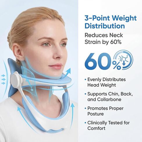 Neck Brace for Neck Support - 360° Adjustable Neck Stretcher & Posture Corrector for Tech Neck, Neck Hump Relief, Foldable Cervical Collar for Office, Home and Travel, Fits Neck 12.0"-18.0" | For work, For relaxation, For reading, For watching TV, 360° ad in Kuwait