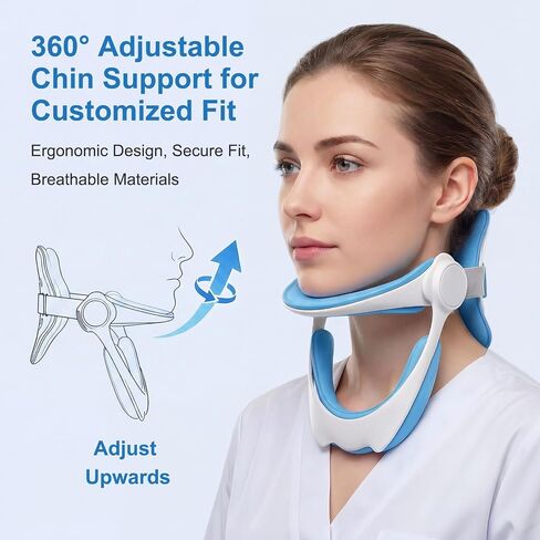 Neck Brace for Neck Support - 360° Adjustable Neck Stretcher & Posture Corrector for Tech Neck, Neck Hump Relief, Foldable Cervical Collar for Office, Home and Travel, Fits Neck 12.0"-18.0" | For work, For relaxation, For reading, For watching TV, 360° ad in Kuwait
