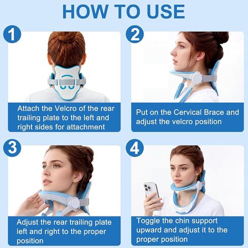 Neck Brace for Neck Support - 360° Adjustable Neck Stretcher & Posture Corrector for Tech Neck, Neck Hump Relief, Foldable Cervical Collar for Office, Home and Travel, Fits Neck 12.0"-18.0" | For work, For relaxation, For reading, For watching TV, 360° ad in Kuwait