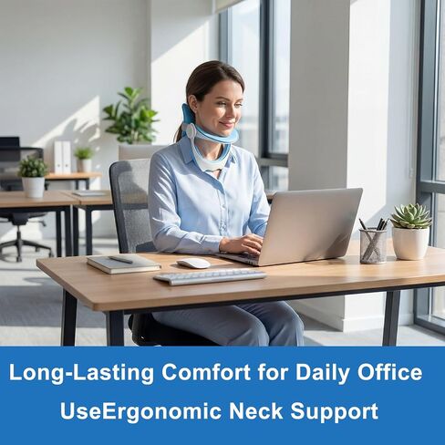 Neck Brace for Neck Support - 360° Adjustable Neck Stretcher & Posture Corrector for Tech Neck, Neck Hump Relief, Foldable Cervical Collar for Office, Home and Travel, Fits Neck 12.0"-18.0" | For work, For relaxation, For reading, For watching TV, 360° ad in Kuwait