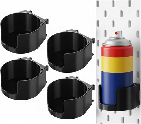 LemonRoad 4 قطع Pegboard Spray يمكن أن حامل Pegboard Accessories جدار تنظيم ربط مجلس صناديق زجاجة حامل، 2.6 بوصة قطر رذاذ يمكن كوب لربط مجلس تخزين المرآب مساحة العمل جدار المطبخ in Kuwait