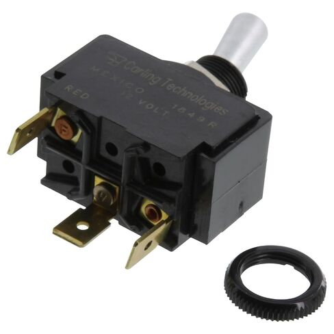 Carling Technologies LT-1511-610-012، مفتاح قارب متأرجح أصلي OEM 12 فولت، مقاوم للماء بدرجة بحرية، SPST، أحمر مضاء عند التشغيل والإيقاف، 12 فولت، 15 أمبير 125 فولت تيار متردد in Kuwait