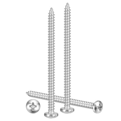 مسامير METALLIXITY Phillips Pan Head ذاتية التنصت (#6x2-1/2) 50 قطعة، برغي حفر ذاتي من الفولاذ المقاوم للصدأ 304 للبلاستيك والخشب المعدني، لأثاث الصخور في خزانة الحائط، لون فضي in Kuwait