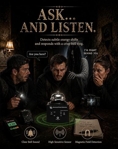 Haunted Hotel Bell – EMF Ghost Detector Trigger Object for Paranormal Investigations – Adjustable Sensitivity Ghost Hunting Equipment for Halloween Haunted Houses & Nighttime Investigations in Kuwait