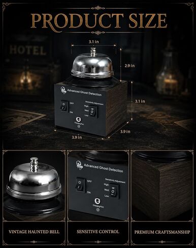 Haunted Hotel Bell – EMF Ghost Detector Trigger Object for Paranormal Investigations – Adjustable Sensitivity Ghost Hunting Equipment for Halloween Haunted Houses & Nighttime Investigations in Kuwait