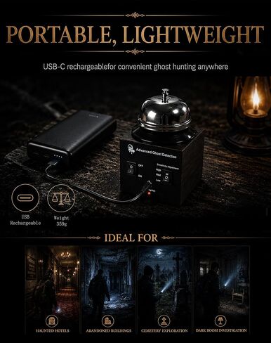 Haunted Hotel Bell – EMF Ghost Detector Trigger Object for Paranormal Investigations – Adjustable Sensitivity Ghost Hunting Equipment for Halloween Haunted Houses & Nighttime Investigations in Kuwait
